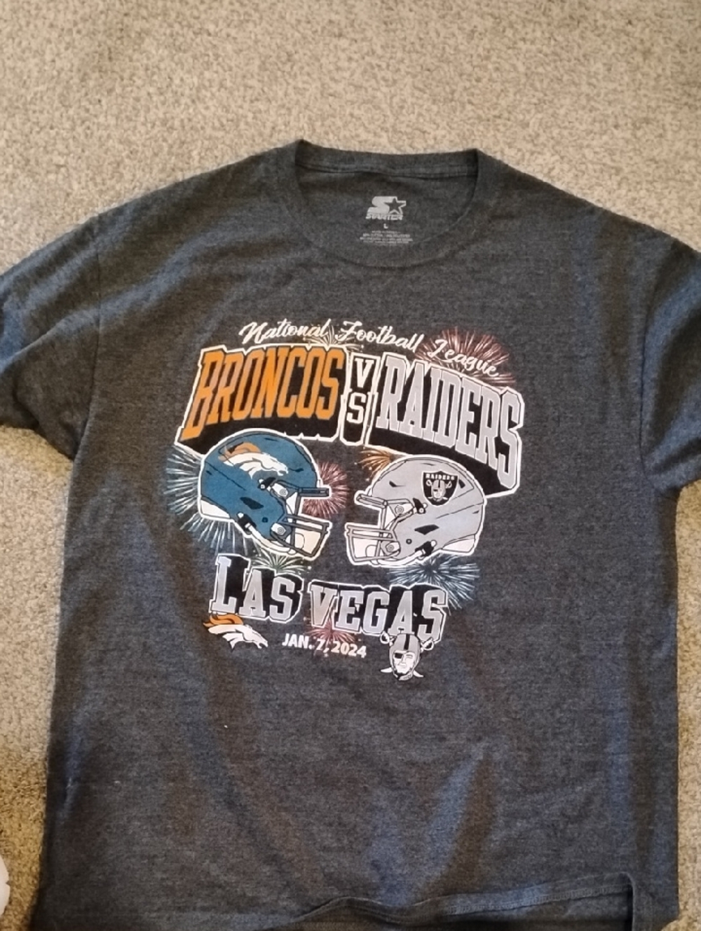 Broncos vs Raiders Las Vegas Graphic Tee - Charcoal